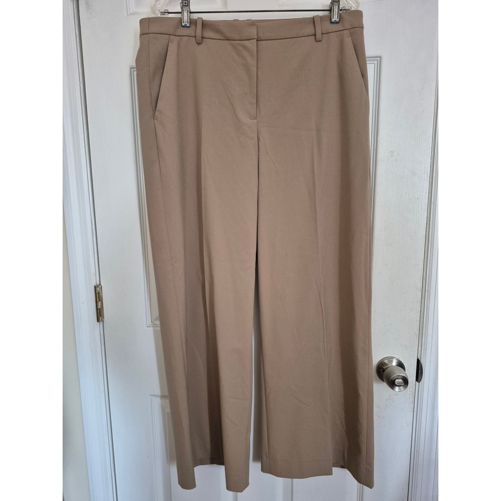 Abercrombie & Fitch Women 31R Tan Khaki Wide Leg Trouser Dress Pants High Rise